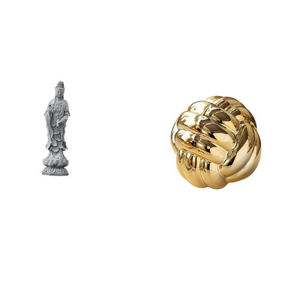 CoudarTitie Guan Yin Yarn Ball Stone Ornament Ceramic Sculpture Feng Shui Collection Female Buddha Figurine for Cabinet Desk Countertop Entrance Living Room