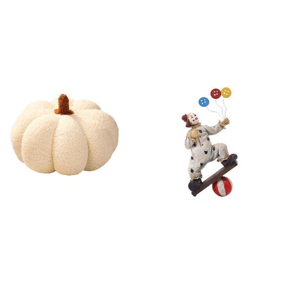 CoudarTitie Halloween Pumpkin Plush Sofa Cushion Clown Statue Sculpture Collection Decorative Pillow Ornament for Bed Bedroom Table Centerpiece Dining Room Decor Gift