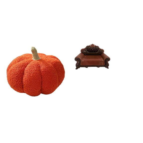 CoudarTitie Halloween Pumpkin Plush Sofa Cushion Miniature Chair Model Decorative Pillow for Bedroom Bed Room Micro Landscape Gift Decor