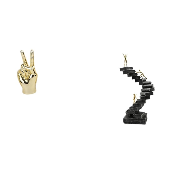 CoudarTitie Hand Finger Gesture Sculpture Creative Home Living Room Cabinet Shelf Decoration Thinker Ladder Resin Abstract Figure Handicraft Bookshelf Decorative Objects Desktop Table