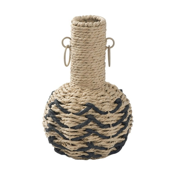 CoudarTitie Hand Woven Flower Vase Decorative Vase Home Furnishing Ornament Floral Container Black Rope