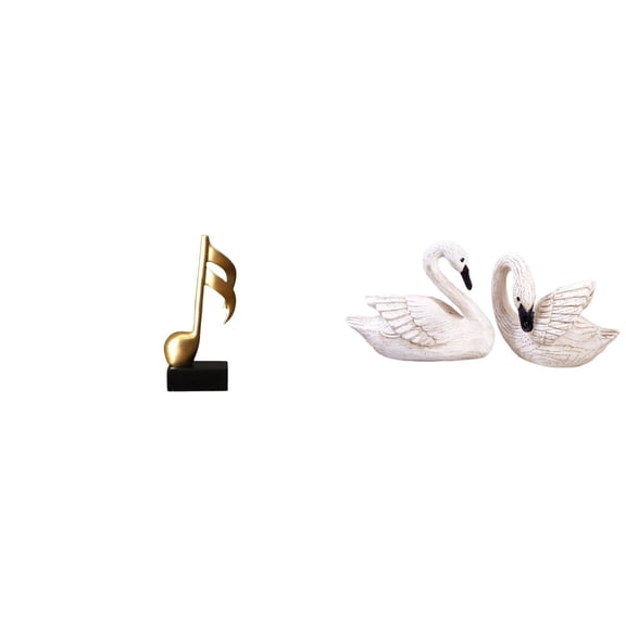 CoudarTitie Harmonious Swan Resin Sculpture Tabletop Ornament Creative Musical Bird Figurine Centerpiece for Home Office Living Room Gift