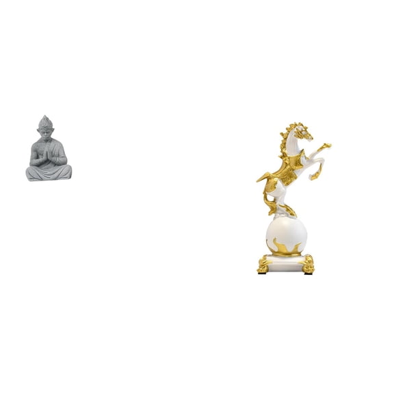 CoudarTitie Harmony Sun Wukong Horse Fusion Statue Modern Animal Buddha Sculpture Collectible Miniature Ornament for Hotel Patio Bedroom Living Room Centerpiece