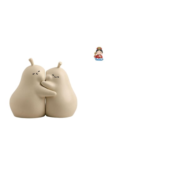 CoudarTitie Hugging Pear Ceramic Book Stand and Resin Mazu Mother Figurine Bookend Unique Bookshelf Ornament Collectible Gift for Home Decor