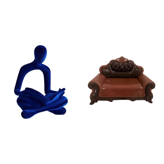 CoudarTitie Human Figurine Abstract Thinker Statue Miniature Sofa Couch Single Chair Model Art Versatile Collection Desktop Ornament Sculpture for Office Bar Wedding DIY Accessory Miniature