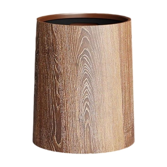 CoudarTitie Imitation Wood Grain Trash Can Storage Bucket Home Elegant Waste Bin Rubbish Bin M
