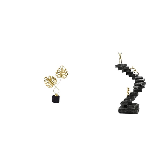 CoudarTitie Iron Figurine Leaf Statue Thinker Ladder Resin Abstract Figure Collectible Sculpture Tabletop Ornament Handicraft Bookshelf Decorative Objects Desktop Table Decorations Housewarming