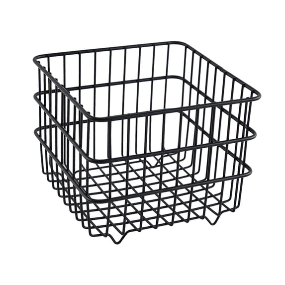 CoudarTitie Iron Storage Basket Cosmetic Organizer Versatile Holder Makeup Storage Container for Pantry Household Bedroom Cosmetics Decor Black 13x13x10.7cm