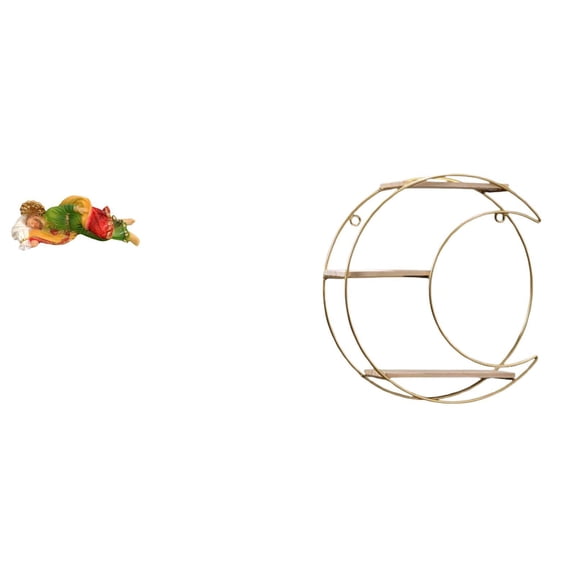 CoudarTitie Joseph Statue Sleeping Joseph Figurine Resin Religious Ornament Wall Storage Rack Metal 3 Tier Hanging Shelf Modern Floating Shelf Three Layers Peacef