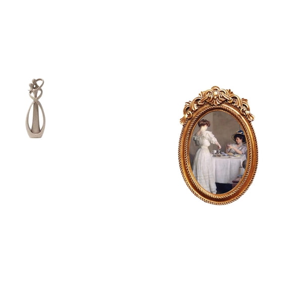 CoudarTitie Kissing Lovers Statue Sculpture Art Collection Anniversary Gift Table Ornament for Bookshelf Decor Versatile Ornate Photo Frame Small Resin Picture Frame Hanging Decorative Tabletop