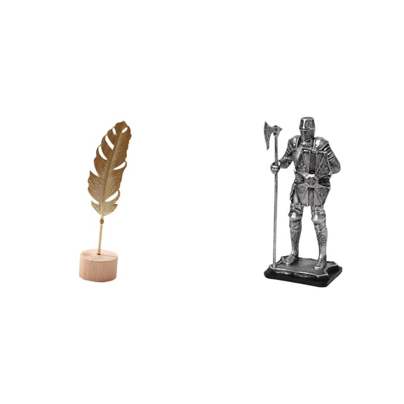 CoudarTitie Leaf Knight Sculpture Metal Leaf Shaped Figurine Nordic Creative Ornament Abstract Tabletop Statue for Entryway Fireplace Bedroom Home Decor Housewarming Gift