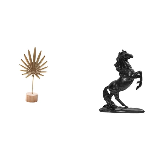 CoudarTitie Leaf Sculpture Metal Leaf Statue Art Figurine with Iron Base Horse Animal Resin Sculpture Realistic Ornament Suitable for Living Room Bedroom Office G