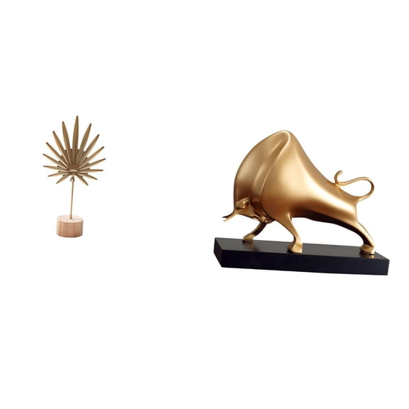CoudarTitie Leaf Sculpture Metal Leaf Statue Art Leaf Figurine Abstract Bull Sculpture Iron Wood Resin Modern Artistic Decoration Suitable for Gift Giving Home De