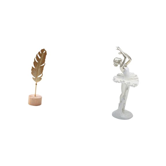 CoudarTitie Leaf Shaped Ballerina Sculpture Metal Dancing Girl Figurine Nordic Creative Ornament Abstract Art for Table Bedroom Home Office Entrance