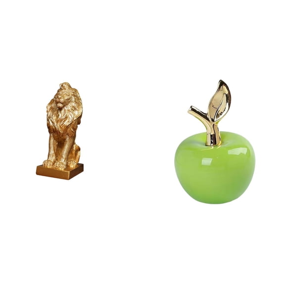 CoudarTitie Lion Figurine Ceramic Statue Artificial Fruit Sculpture Crafts Resin Ornament Modern Creative Design Suitable for Living Room Office Bedroom Gift Home