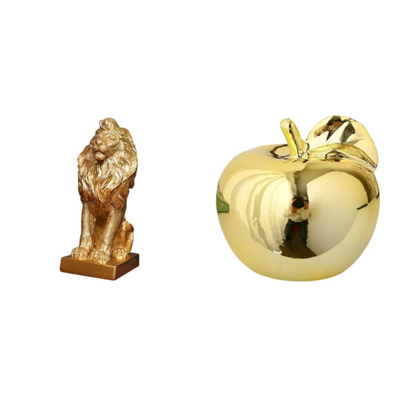 CoudarTitie Lion Figurine Decorative Statue Ceramic Ornament Fruit Sculpture Resin Figurine Unique Design Suitable for Gift Giving Home Decoration Office Desk Boo