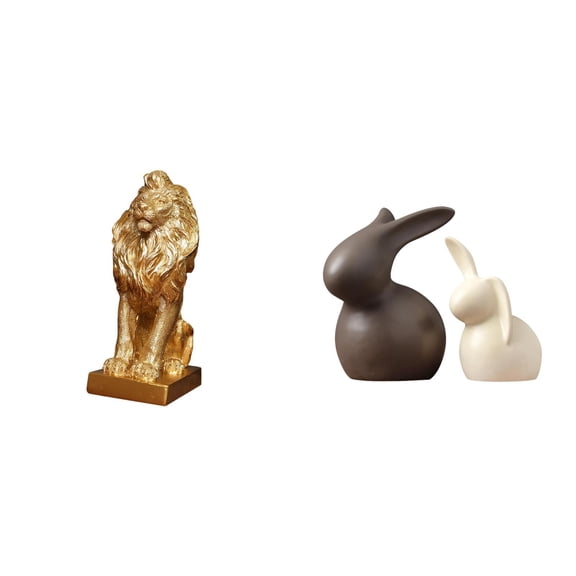 CoudarTitie Lion FigurineCeramic Statue Resin Sculpture Animal Ornament Collectible Decorative Piece Artistic Craft Suitable for Shelf Desk Office Home