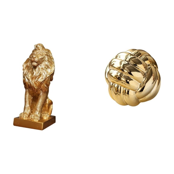 CoudarTitie Lion Sculpture Knot Statue Yarn Ball Ornament Collectible Tabletop Figurine Decorative Ceramic Art for Office Home Bookshelf Countertop Entrance Livin