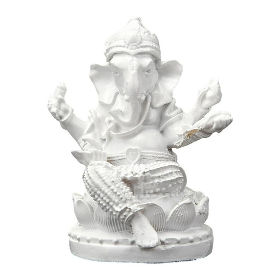 CoudarTitie Lord Ganesha Statue Resin Buddha Sculpture for Living Room Gifts Centerpiece White 4.7x4.2x6cm