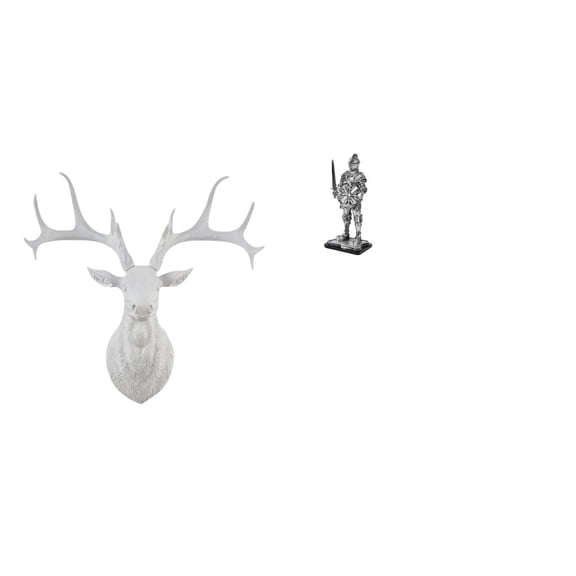 CoudarTitie Majestic Deer Knight Wall Sculpture Resin Collectible Boho Artwork Vintage Creative Tabletop Ornament for Office Home Entryway Bookshelf Housewarming Decor