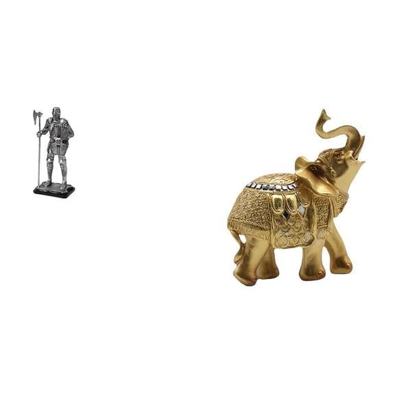 CoudarTitie Majestic Knight Elephant Figurine Statue Decorative Ornament for Entryway Fireplace Bedroom Shelf Desk Home Decor Housewarming Gift