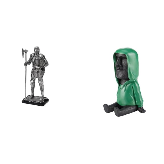 CoudarTitie Majestic Knight Moai Sculpture Antique Resin Figurine for Entryway Fireplace Bedroom Bookshelf Home Decor Housewarming Gift Retro Ornament