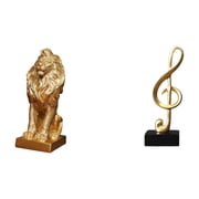 CoudarTitie Majestic Lion Music Note Sculpture Creative Resin Figurine Tabletop Ornament Decorative Art Centerpiece for Office Home Desk Bookshelf Housewarming Bi