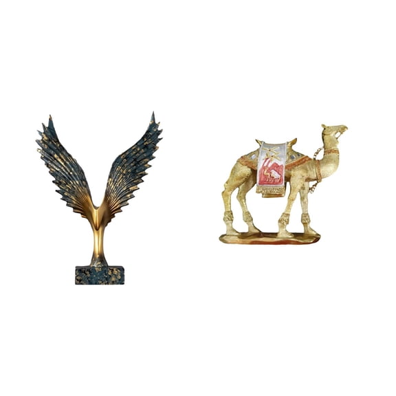 CoudarTitie Majestic Resin Winged Camel Sculpture Feng Shui Ornament Decorative Animal Statue for Entrance Shelf Living Room Home Decoration