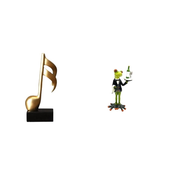 CoudarTitie Melodic Frog Waiter Resin Sculpture Creative Musical Animal Figurine Tabletop Ornament Centerpiece for Desk Fireplace Entrance Housewarming Birthday Gift