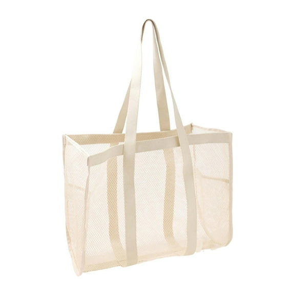 CoudarTitie Mesh Shower Tote Bag Hanging Toiletry Bag Large Capacity with Side Pockets Quick White