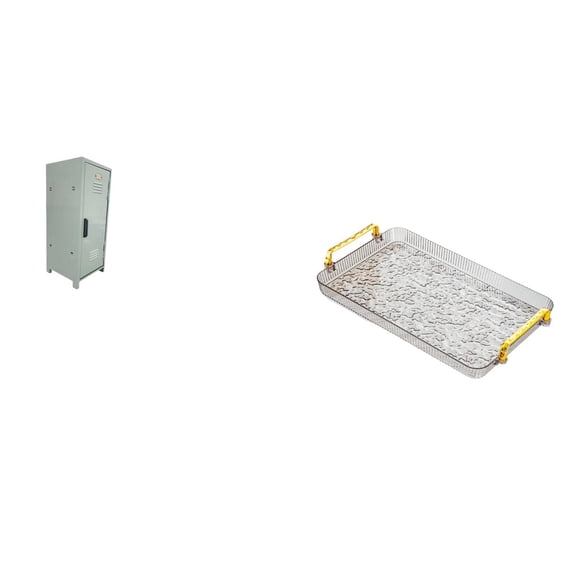 CoudarTitie Mini Locker Cabinet Home Organization Space Saving Stackable Storage Bin Organizer for Apartments Keys Dessert Plate Coffee Table Tray with Handle Jewelry Storage Tray for Dining