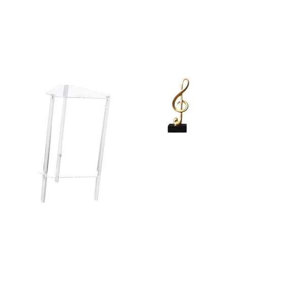 CoudarTitie Minimalist Acrylic Nightstand with Musical Note Sculpture Creative Bedside Table Modern Resin Ornament for Living Room Bedroom Decor