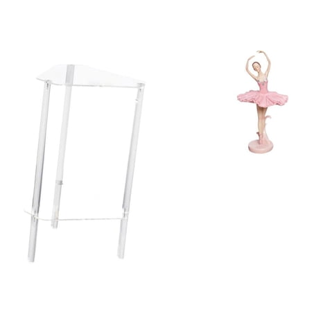 CoudarTitie Minimalist Clear Acrylic Side Table with Ballerina Figurine Resin Girl Sculpture Modern Bedside Cabinet End Table for Living Room Bedroom Home Office Study Room Bookshelf Novelty