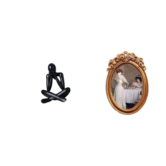CoudarTitie Modern Abstract Resin Sculpture and Ornate Decorative Figurine Picture Frame for Living Room Bookshelf Office Tabletop Display Home Decor