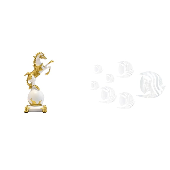 CoudarTitie Modern Animal Sculpture Collection for Bedroom Centerpiece Fireplace Living Room Desk with Acrylic Mirror Fish Wall Decals Removable Art Decor