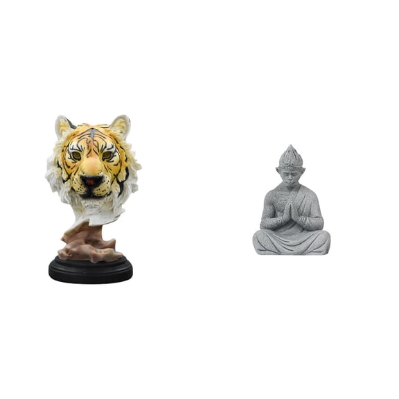 CoudarTitie Modern Animal Sculpture Tiger Monkey Buddha Figurine Decorative Statue for Living Room Entrance Bookshelf Table Hallway Hotel Patio