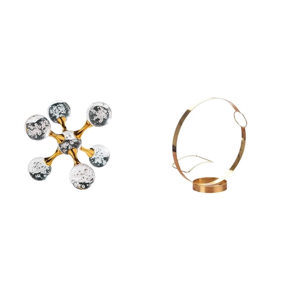 CoudarTitie Modern Bubble Sphere Figurine Tabletop Ornament Sculpture for Desk Office Shelf Living Room Home Decoration with Iron Wine Bottle Holder Racks Red Wine Adult Beverage Bottle Display