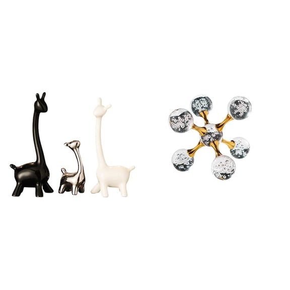 CoudarTitie Modern Ceramic Giraffe Bubble Sphere Figurine Statue Table Centerpiece Creative Decorative Sculpture for Desk Office Bookshelf Bedroom Living Room Home Decor