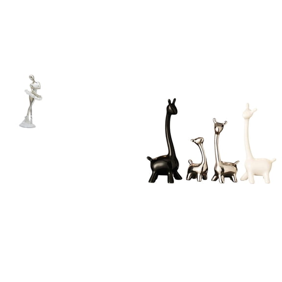 CoudarTitie Modern Creative Dancing Girl and Giraffe Figurine Art Sculpture for Bedroom Office Desk Bookshelf Fireplace Entrance Table Centerpiece Decor