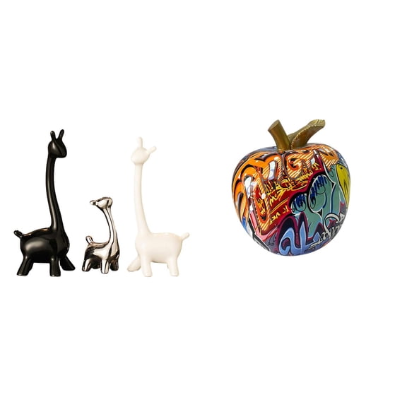 CoudarTitie Modern Creative Giraffe Figurines Ceramic Statue Centerpiece for Desk Office Bookshelf Bedroom Decor Nordic Graffiti Sculptures Collectable Artwork Ornament for Table Bar Home