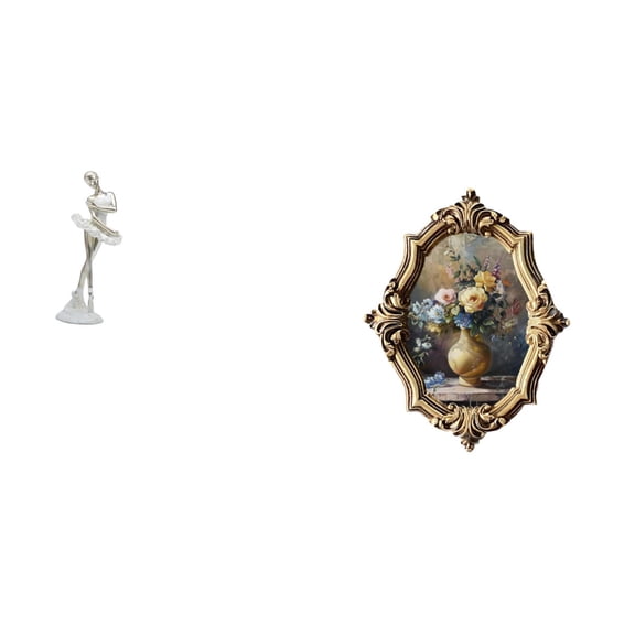 CoudarTitie Modern Dancing Girl Figurine Art Sculpture and Vintage Resin Picture Frame Creative Desktop Ornament for Bedroom Office Gallery Entrance Decoration