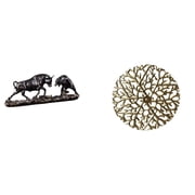 CoudarTitie Modern Feng Shui Bull and Bear Metal Wall Sculpture Rustic Scenic Wrought Iron Animal Artwork for Office Desk and Living Room Decor Gifts