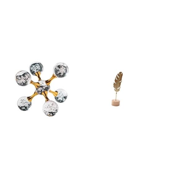 CoudarTitie Modern Leaf Sphere Figurine Abstract Metal Tabletop Ornament Creative Nordic Decorative Sculpture for Desk Office Shelf Living Room Home Party
