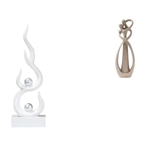 CoudarTitie Modern Lovers Flame Resin Sculpture Abstract Fire Art Figurine Romantic Anniversary Gift for Office Patio Bookshelf Table Decor