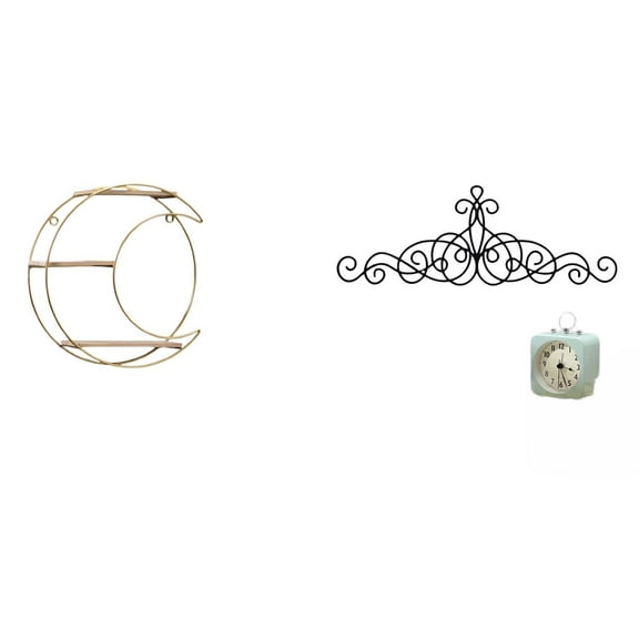 CoudarTitie Modern Multifunctional Metal Wall Shelf and Floral Scroll Art Decor for Indoor Outdoor Patio Porch Fence Trophy Collectibles Display