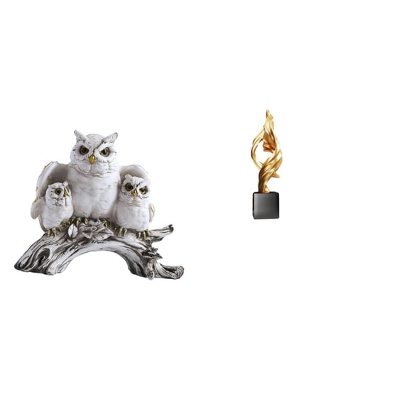 CoudarTitie Modern Owl Art Figurine Sculpture Decorative Resin Statue for Living Room Office Tabletop Cabinet Nightstand House Coffee Table Decor