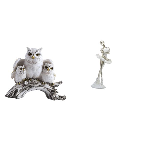 CoudarTitie Modern Owl Ballerina Figurine Sculpture Creative Animal Dancing Girl Statue Tabletop Ornament for Living Room Office Bedroom Decor
