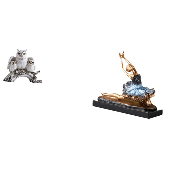 CoudarTitie Modern Owl Ballet Dancer Figurine Sculpture Ornament for Living Room Office Desk Cabinet NightStand Fireplace Restaurant Decor Gift