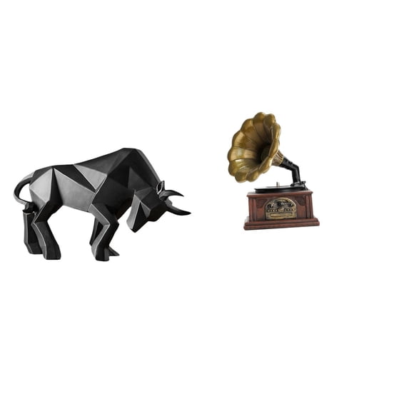CoudarTitie Modern Resin Bull Figurine Vintage Collectible Sculpture Abstract Ornament for Entryway Tabletop Desk Shelf Office Housewarming Birthday Gift Retro Decor