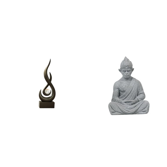CoudarTitie Modern Resin Flame Buddha Monkey Figurine Abstract Fire Art Sculpture Collectible Keepsake for Living Room Hotel Patio Cabinet Decor